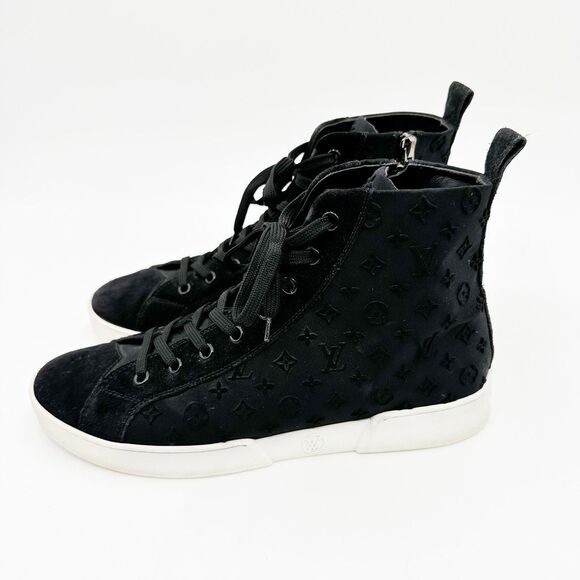 Louis Vuitton Monogram Hightop Stellar Black Sneaker Size 39, 9 - Picture 4 of 13